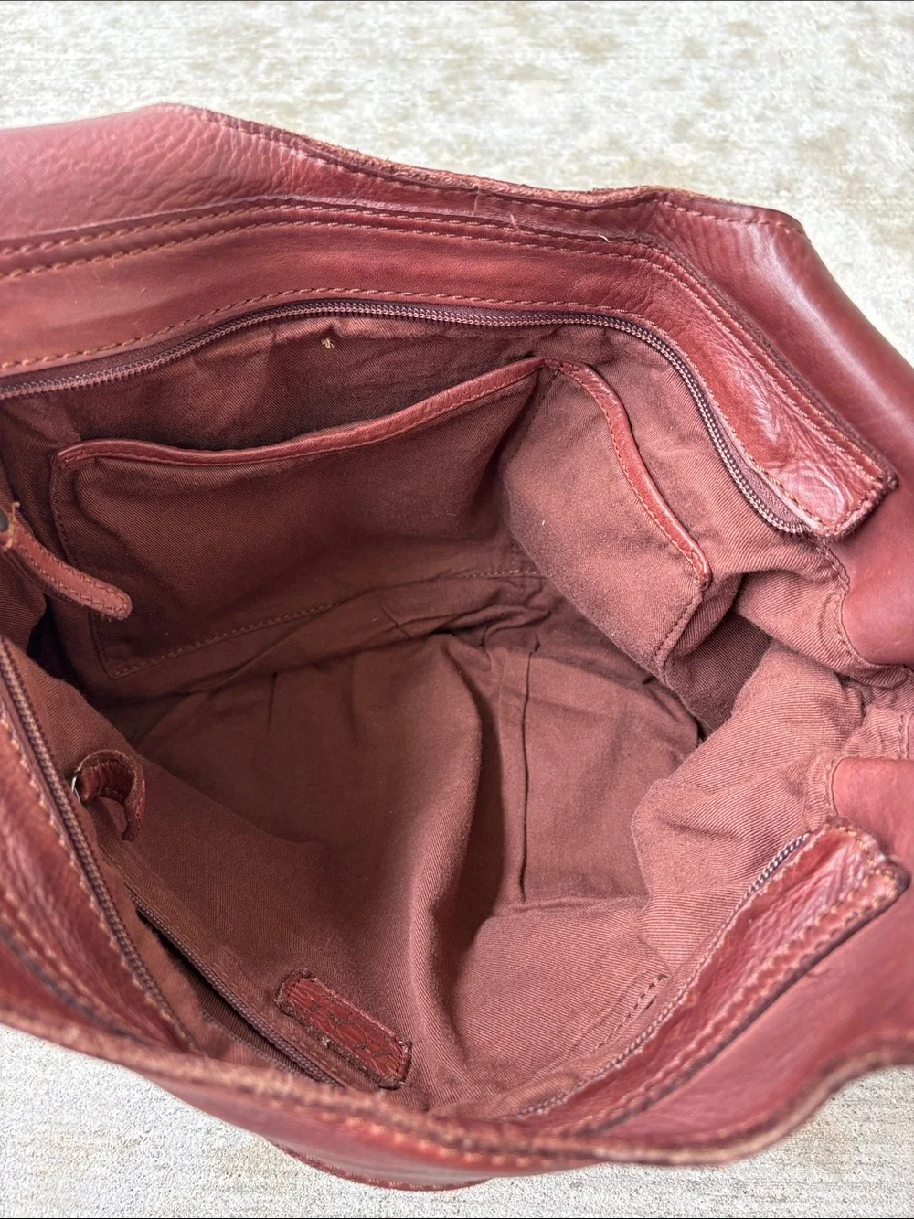 Zoa Braided-Trim Leather Hobo Bag in Deep Rust